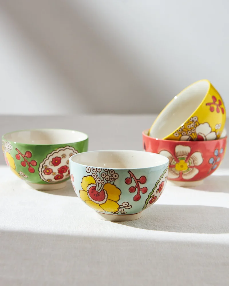 Chumbak Hibiscus Bloom Bowls Gift Box | Set of 4